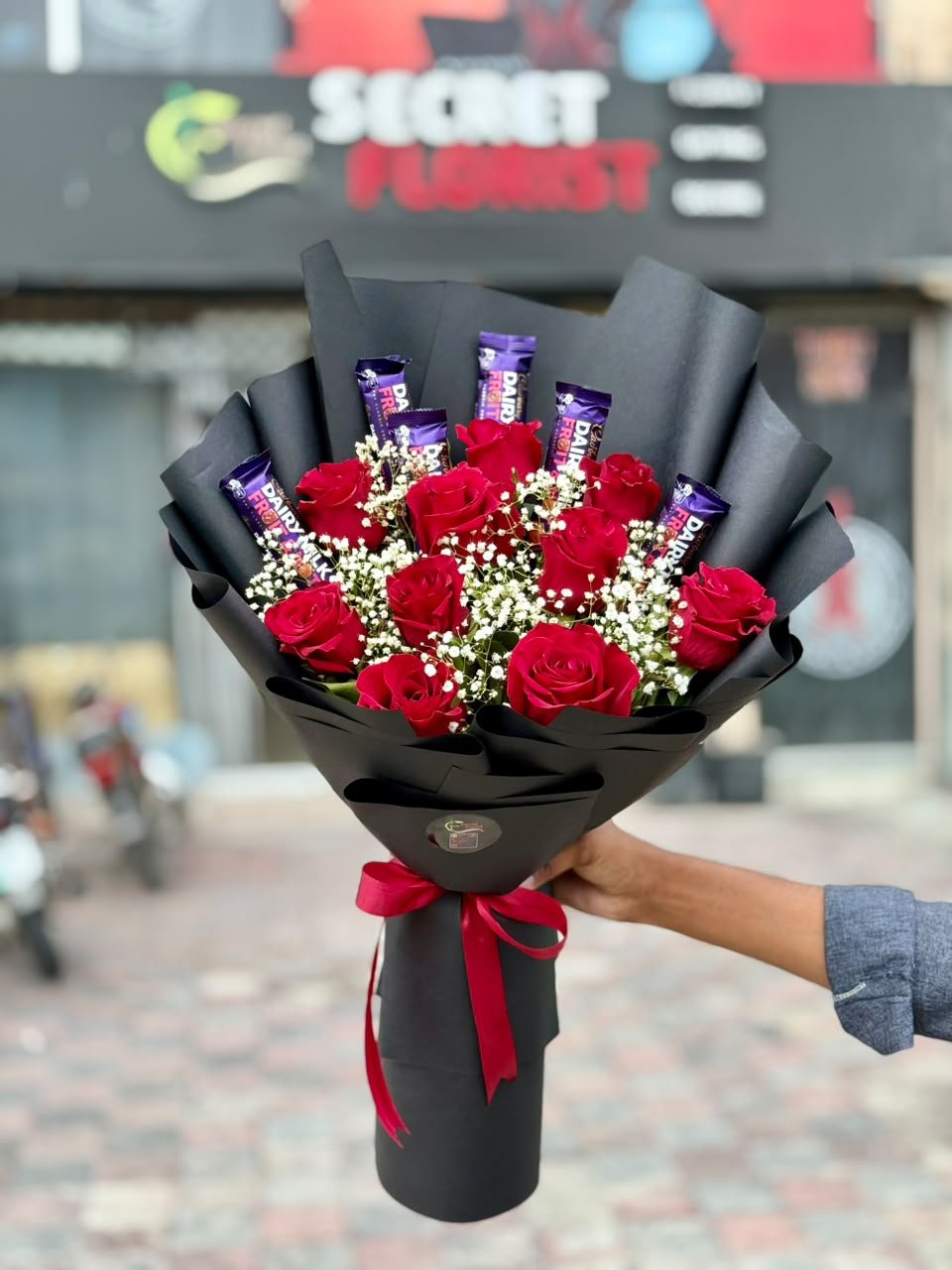 Imported Roses Bouquet with Chocolate - Image 1