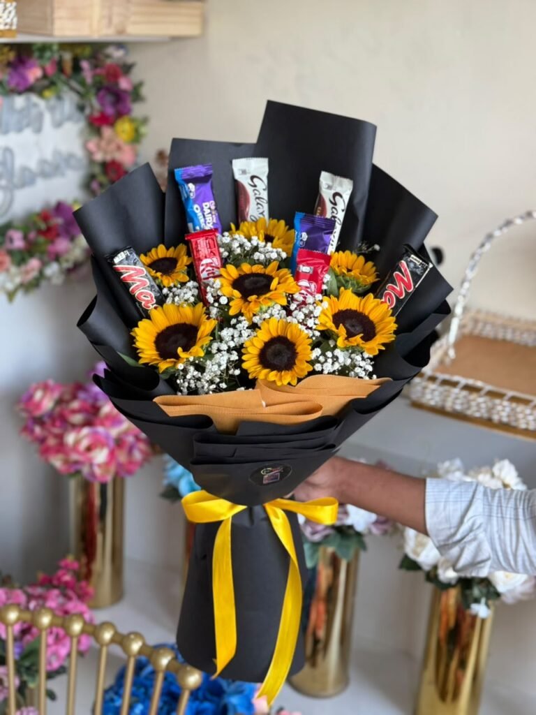 Sunflower Bouquet with Chocolate