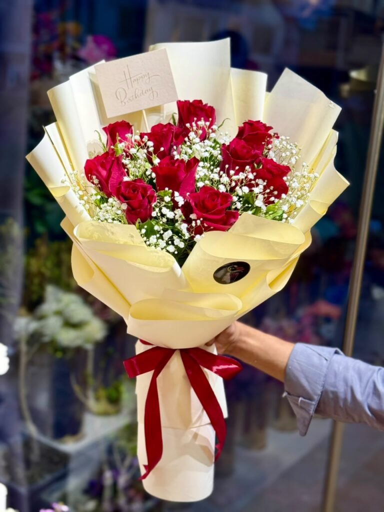 Imported Roses Bouquet — 10 Roses with Card