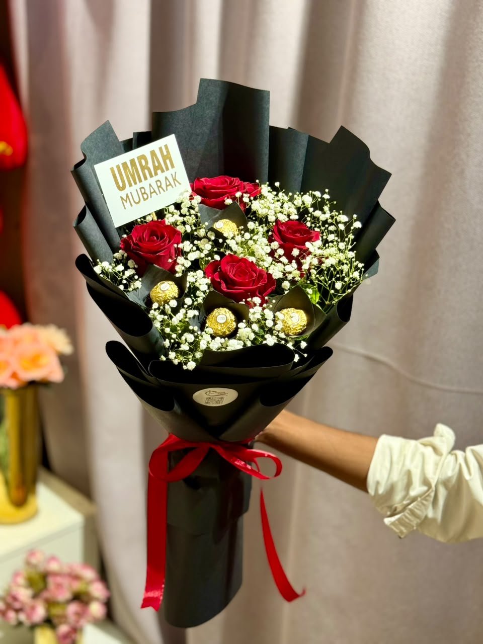 Imported Roses Bouquet with Ferrero Rocher - Image 1