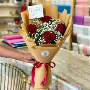 Imported Roses Bouquet — 4 Roses with Card