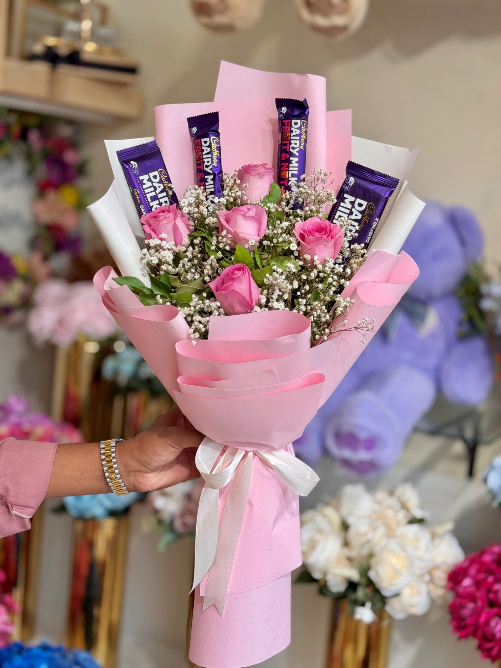 Pink Rose Chocolate Gift - Image 1