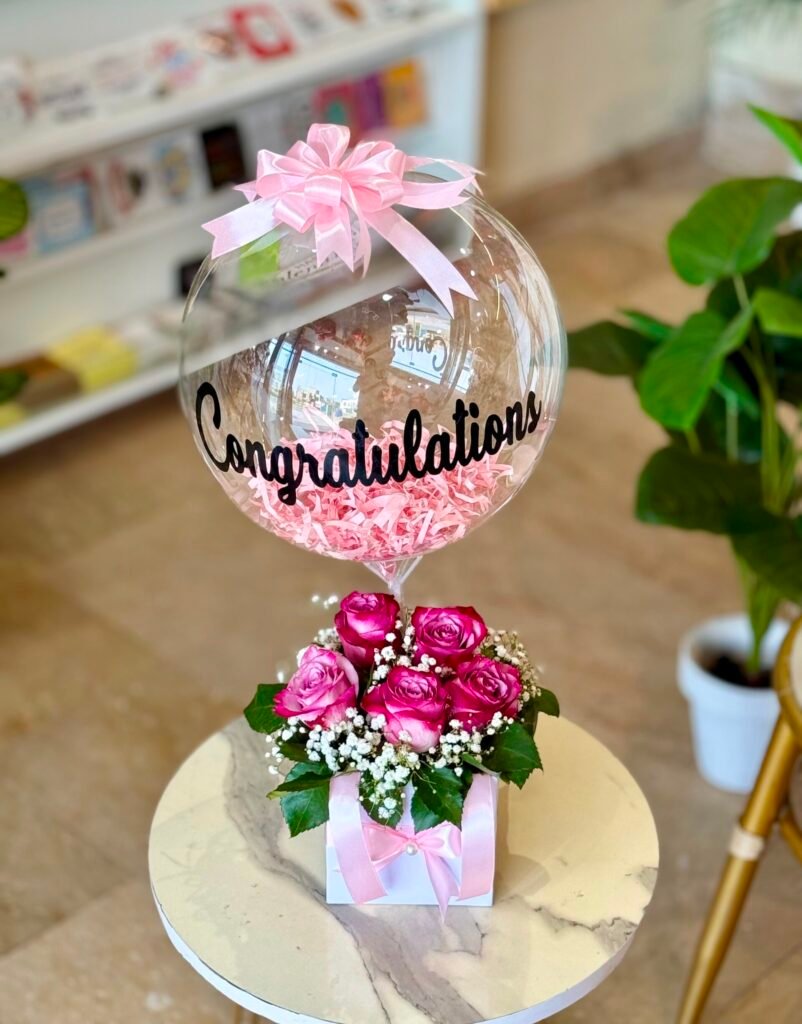 Fresh Rose & Transparent Balloon Box