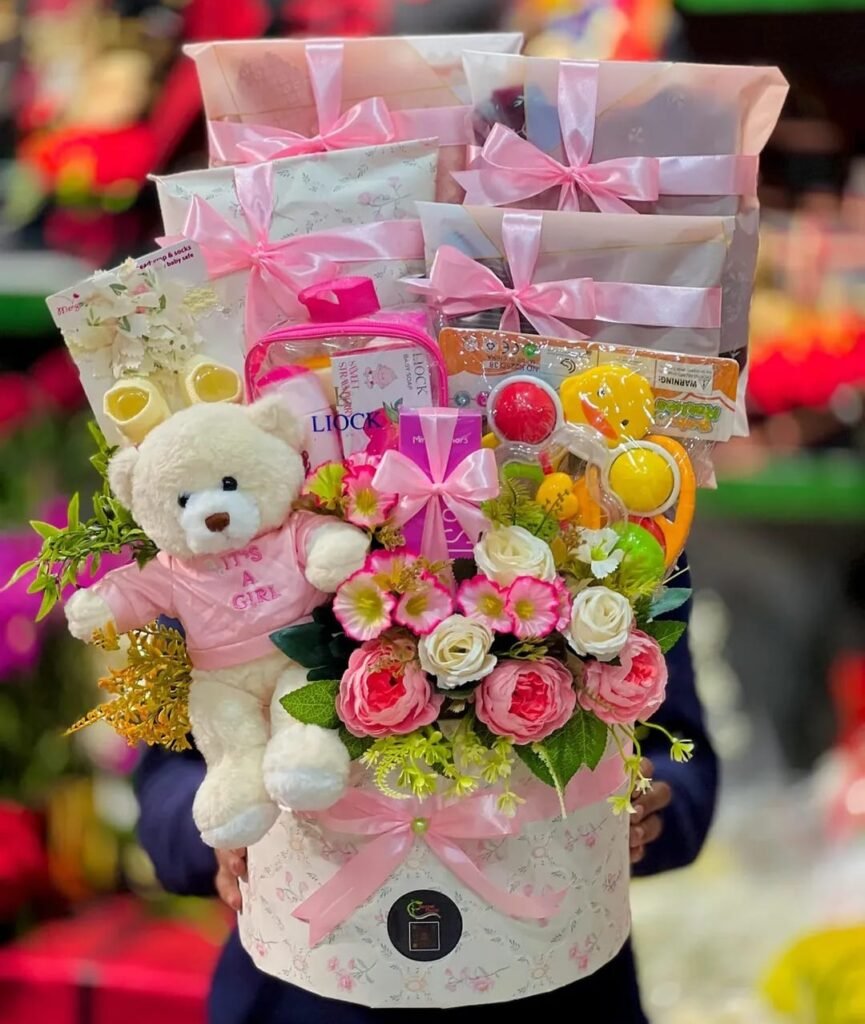 Teddy Bear Artificial Flower Gift Box