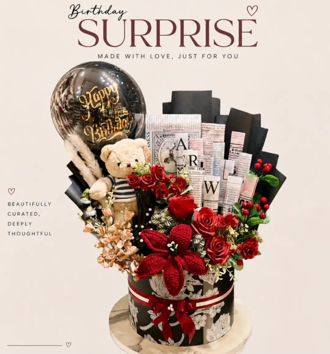 Chocolate & Artificial Flower Luxury Box - Image 1