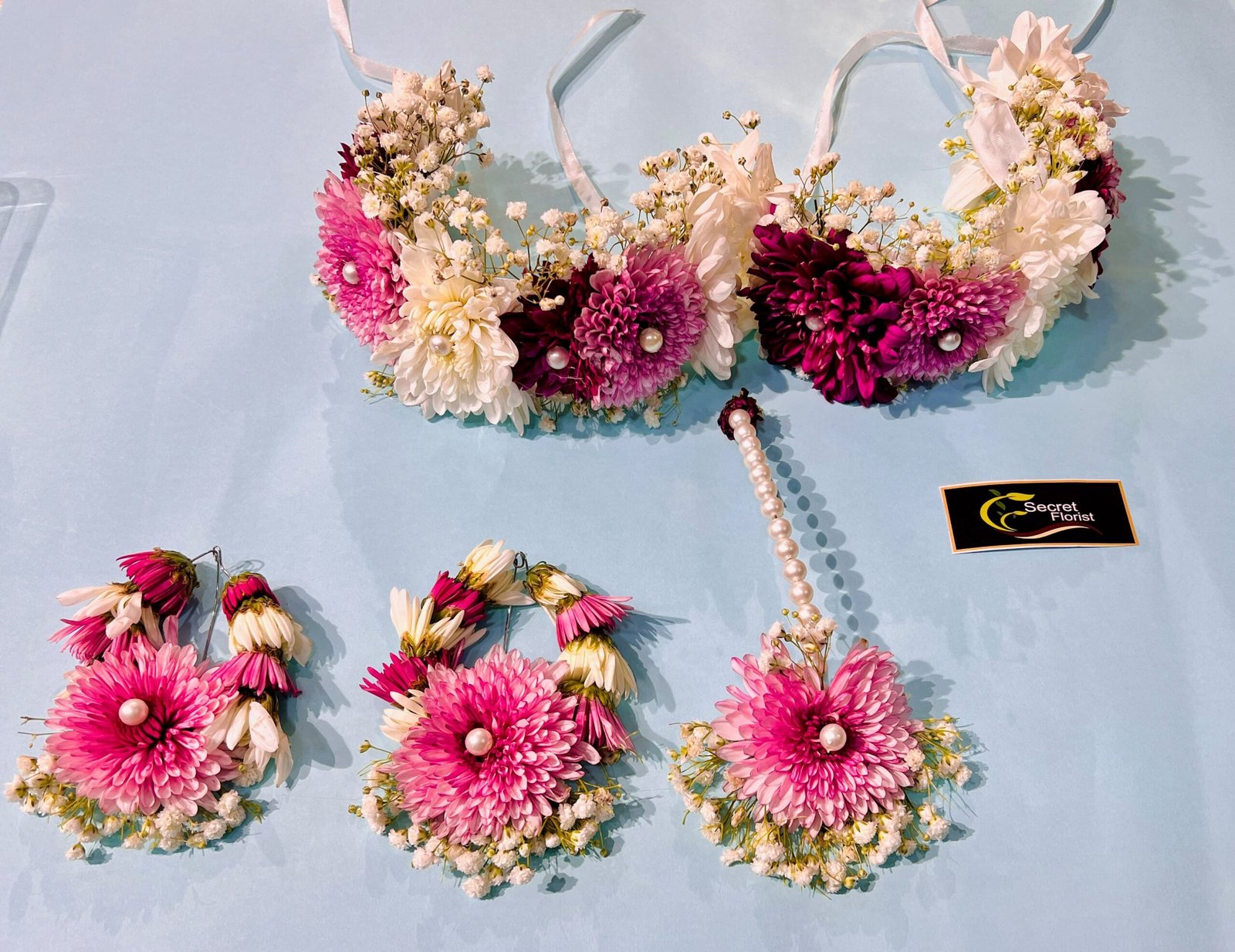 Imported Chrysanthemum Floral Jewellery Set - Image 1