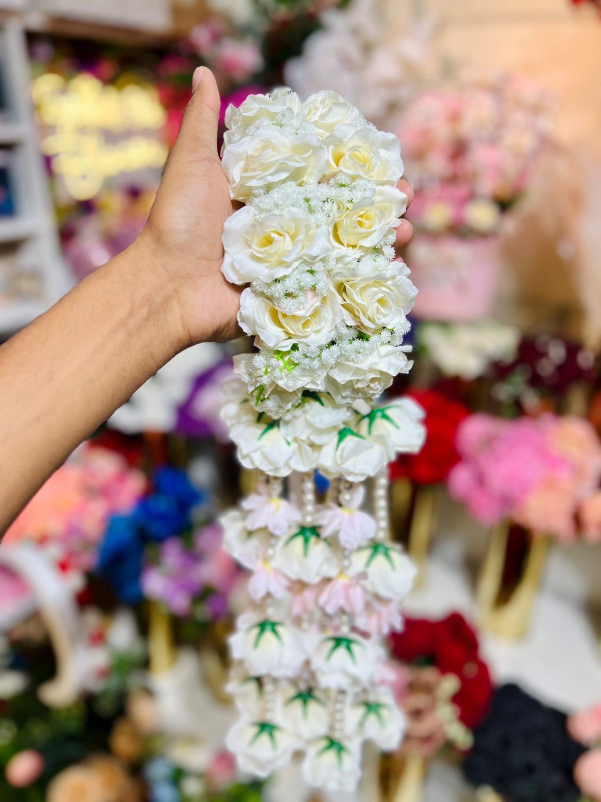 Artificial Floral Gajra Pair with Hanging - Image 1