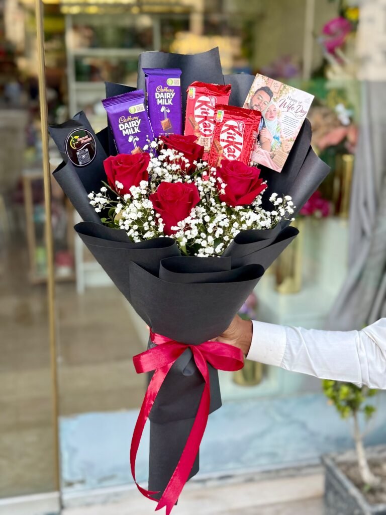Fresh Imported Roses & Chocolate Bouquet
