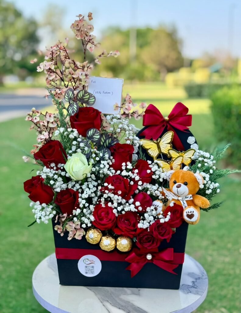 Fresh Imported Roses & Ferrero Rocher Box