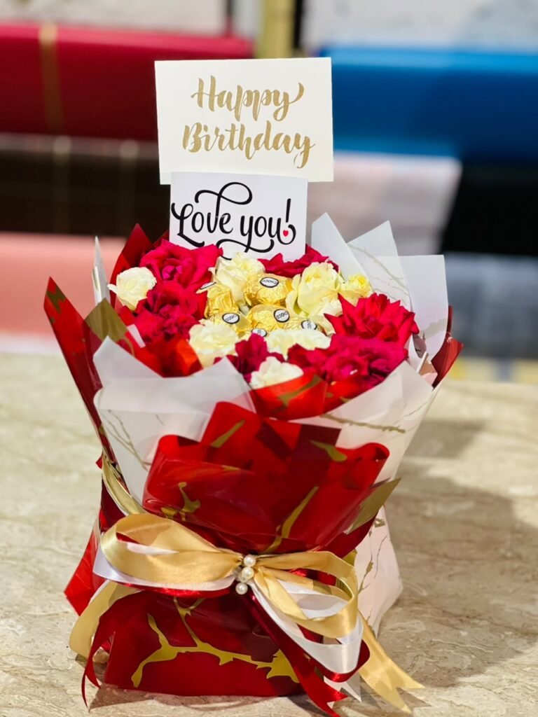 Fresh Flowers Box with Chocolate